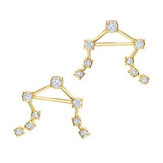 18k Prong Set Libra Constellation Studs Yellow Gold Pair  by Logan Hollowell Jewelry