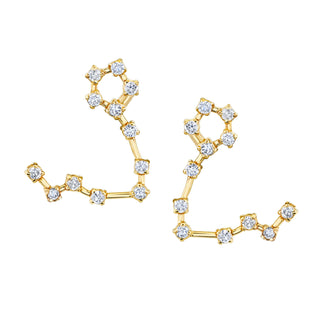 18k Prong Set Pisces Constellation Studs Yellow Gold Pair  by Logan Hollowell Jewelry