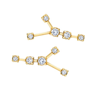 18k Prong Set Cancer Constellation Studs Yellow Gold Pair  by Logan Hollowell Jewelry
