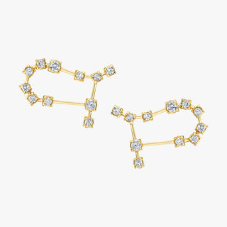 18k Prong Set Gemini Constellation Studs Yellow Gold Pair  by Logan Hollowell Jewelry