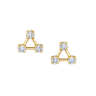 18k Prong Summer Triangle Constellation Studs Yellow Gold Pair  by Logan Hollowell Jewelry