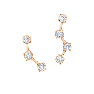 18k Prong Ursa Major Diamond Split Studs Rose Gold Pair  by Logan Hollowell Jewelry