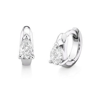 Mini Water Drop Diamond Pear Huggies White Gold Pair  by Logan Hollowell Jewelry