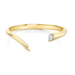 Solid Tusk Cuff with Diamond Pear Petite Yellow Gold  by Logan Hollowell Jewelry