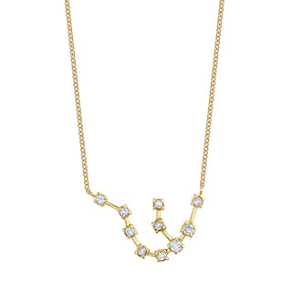 18k Prong Set Aquarius Constellation Necklace Yellow Gold   by Logan Hollowell Jewelry