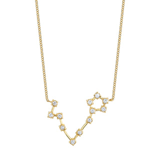 18k Prong Set Pisces Constellation Necklace Yellow Gold   by Logan Hollowell Jewelry