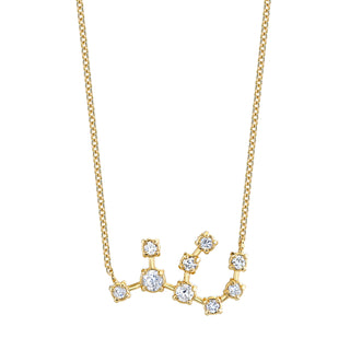 18k Prong Set Virgo Constellation Necklace Yellow Gold   by Logan Hollowell Jewelry