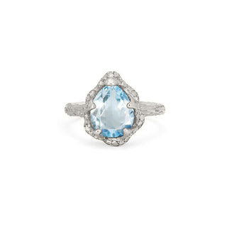 Baby Queen Water Drop Aquamarine Ring with Sprinkled Diamonds 4 White Gold  by Logan Hollowell Jewelry