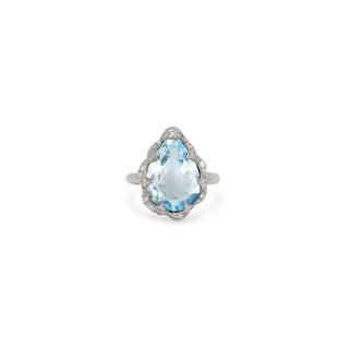 Queen Water Drop Aquamarine Ring with Sprinkled Diamonds 4 White Gold  by Logan Hollowell Jewelry