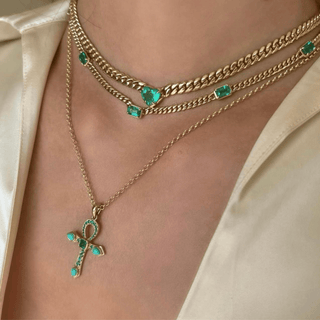 Eternal Ankh Emerald and Turquoise Necklace    by Logan Hollowell Jewelry