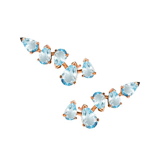 Reverse Water Drop 5 Aquamarine Earrings Rose Gold Pair  by Logan Hollowell Jewelry
