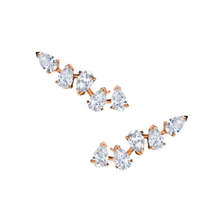 18k Baby Reverse Water Drop 5 Diamond Earrings Rose Gold Pair  by Logan Hollowell Jewelry