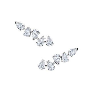 18k Baby Reverse Water Drop 5 Diamond Earrings White Gold Pair  by Logan Hollowell Jewelry