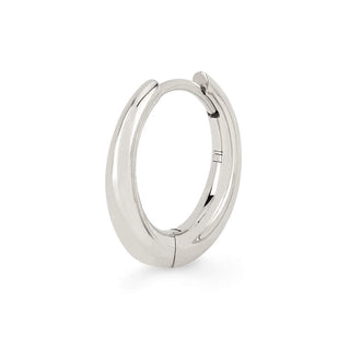 Solid Crescent Unity Hoops Single White Gold  by Logan Hollowell Jewelry