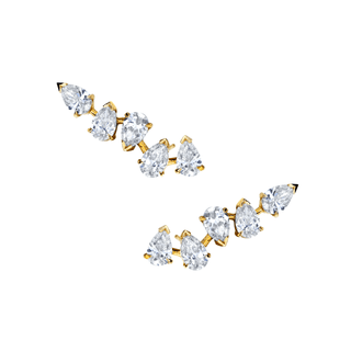 18k Baby Reverse Water Drop 5 Diamond Earrings Yellow Gold Pair  by Logan Hollowell Jewelry