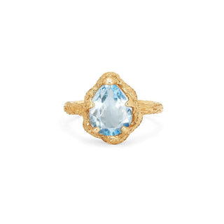 Baby Queen Water Drop Aquamarine Solitaire Ring 4 Yellow Gold  by Logan Hollowell Jewelry