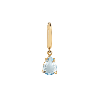 Queen Water Drop Aquamarine Hoops Yellow Gold Single  by Logan Hollowell Jewelry