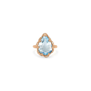 Queen Water Drop Aquamarine Ring with Sprinkled Diamonds 4 Rose Gold  by Logan Hollowell Jewelry