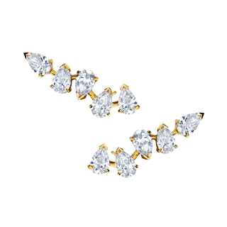18k Reverse Water Drop 5 Diamond Earrings Yellow Gold Pair  by Logan Hollowell Jewelry