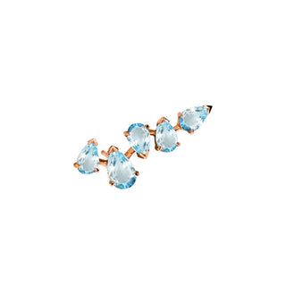 Reverse Water Drop 5 Aquamarine Earrings Rose Gold Single Left  by Logan Hollowell Jewelry
