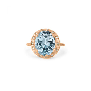 Baby Queen Oval Aquamarine Ring with Sprinkled Diamonds 4 Rose Gold  by Logan Hollowell Jewelry