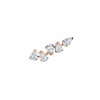18k Baby Reverse Water Drop 5 Diamond Earrings Rose Gold Single Left  by Logan Hollowell Jewelry