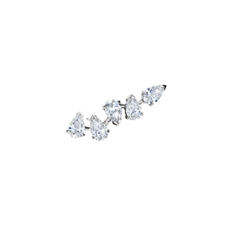 18k Baby Reverse Water Drop 5 Diamond Earrings White Gold Single Left  by Logan Hollowell Jewelry
