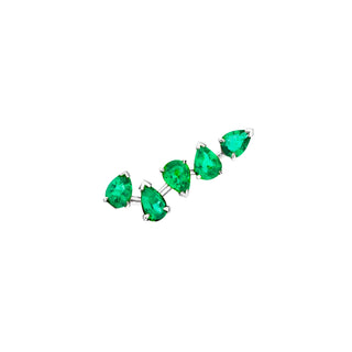 18k Baby Reverse Water Drop 5 Emerald Earrings White Gold Single Left  by Logan Hollowell Jewelry