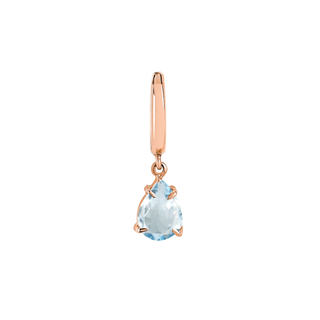 Queen Water Drop Aquamarine Hoops Rose Gold Single  by Logan Hollowell Jewelry