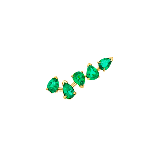 18k Baby Reverse Water Drop 5 Emerald Earrings Yellow Gold Single Left  by Logan Hollowell Jewelry