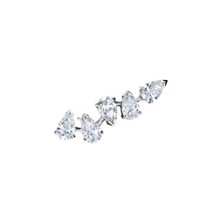 18k Reverse Water Drop 5 Diamond Earrings White Gold Single Left  by Logan Hollowell Jewelry