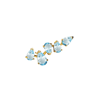 Reverse Water Drop 5 Aquamarine Earrings Yellow Gold Single Left  by Logan Hollowell Jewelry
