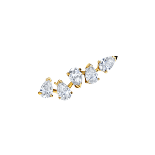 18k Reverse Water Drop 5 Diamond Earrings Yellow Gold Single Left  by Logan Hollowell Jewelry