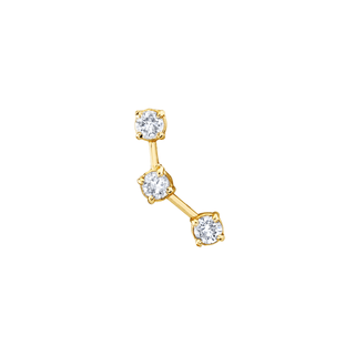18k Prong Ursa Major Diamond Split Studs Yellow Gold 3 Diamond Earring  by Logan Hollowell Jewelry