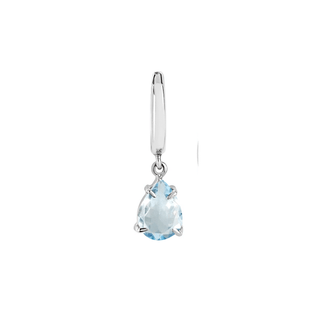 Queen Water Drop Aquamarine Hoops White Gold Single  by Logan Hollowell Jewelry