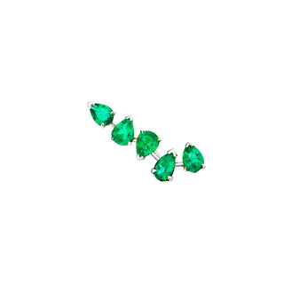 18k Baby Reverse Water Drop 5 Emerald Earrings White Gold Single Right  by Logan Hollowell Jewelry
