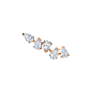 18k Reverse Water Drop 5 Diamond Earrings Rose Gold Single Right  by Logan Hollowell Jewelry