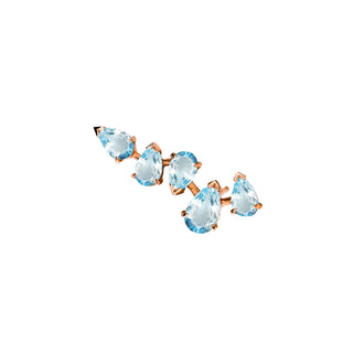 Reverse Water Drop 5 Aquamarine Earrings Rose Gold Single Right  by Logan Hollowell Jewelry