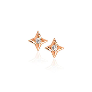 Four Point Star Studs Rose Gold Pair  by Logan Hollowell Jewelry