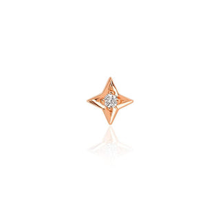 Four Point Star Studs Rose Gold Single  by Logan Hollowell Jewelry