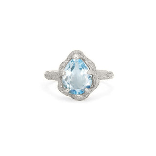 Baby Queen Water Drop Aquamarine Solitaire Ring 4 White Gold  by Logan Hollowell Jewelry