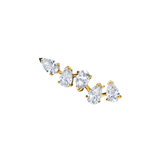 18k Reverse Water Drop 5 Diamond Earrings Yellow Gold Single Right  by Logan Hollowell Jewelry