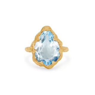 Queen Water Drop Aquamarine Solitaire Ring 4 Yellow Gold  by Logan Hollowell Jewelry