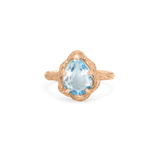 Baby Queen Water Drop Aquamarine Solitaire Ring 4 Rose Gold  by Logan Hollowell Jewelry