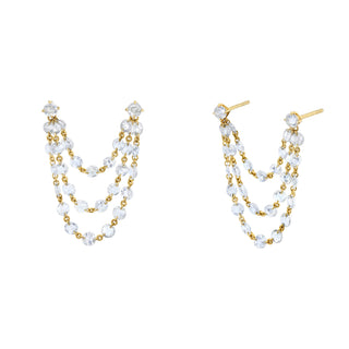 Eau De Rose Cut Chain Earrings Pair Yellow Gold  by Logan Hollowell Jewelry