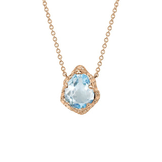 Baby Queen Water Drop Aquamarine Solitaire Necklace Rose Gold   by Logan Hollowell Jewelry