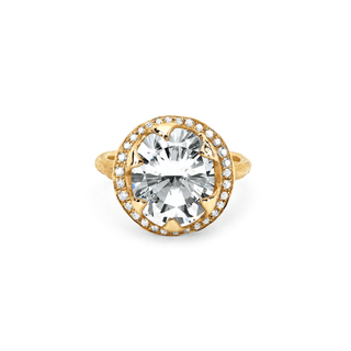 Baby Queen Oval Diamond Setting with Full Pavé Halo Yellow Gold   by Logan Hollowell Jewelry
