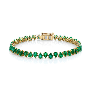 Baby Reverse Water Drop Emerald Tennis Bracelet 6.5" Yellow Gold  by Logan Hollowell Jewelry
