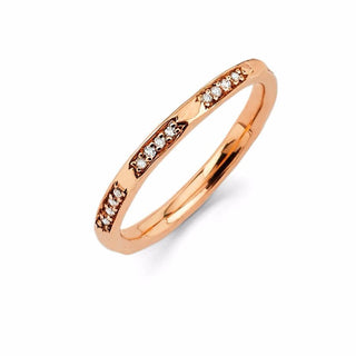 4 Diamond Row Stack Ring Rose Gold 3.5 3 Segments by Logan Hollowell Jewelry