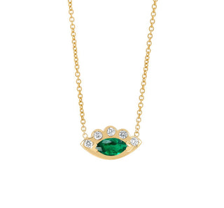 Angel Eye Emerald Necklace Yellow Gold 16"  by Logan Hollowell Jewelry